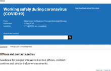 Working safely during coronavirus (COVID-19): Offices and contact centres